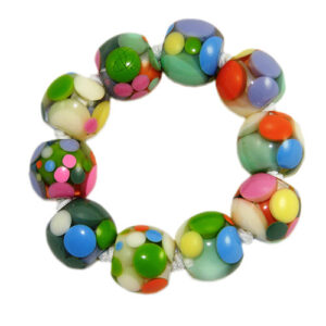 B1470 - RESIN BRACELET SPOTTED BALLS ON ELASTIC