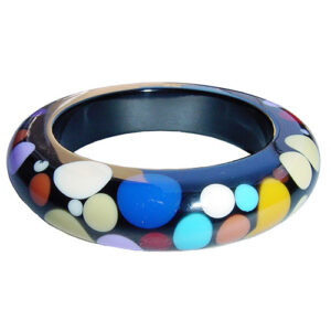 B1726 - RESIN BRACELET 0,7CM BANGLE SHINNY SPOTTED BANGLE