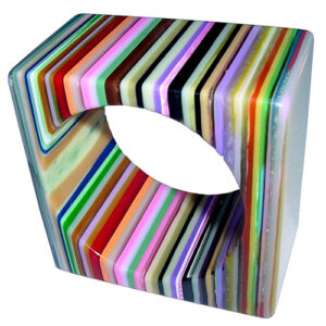 B2057 - RESIN BRACELET LIQUORICE ALL SORTS SQUARE BANGLE 50MM