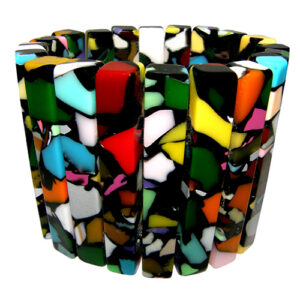 B3093 - RESIN BRACELET LONG RECTANGLES ON ELASTIC OTTO "ART DECO"