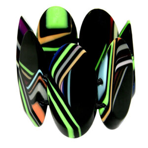 B3168 - RESIN BRACELET RETRO, 7 PZS OVAL W/ ELASTIC "MOULINE"