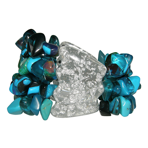 B3544-V02 - B3544 - RESIN BRACELET 3 & 4 BEADED STRANDS W/ LEAF FEATURE "ORIENT EXPRESS"