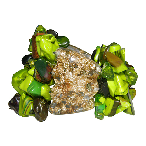 B3544-V03 - B3544 - RESIN BRACELET 3 & 4 BEADED STRANDS W/ LEAF FEATURE "ORIENT EXPRESS"