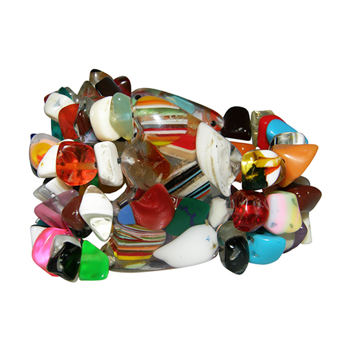 B3544-V04 - B3544 - RESIN BRACELET 3 & 4 BEADED STRANDS W/ LEAF FEATURE "ORIENT EXPRESS"