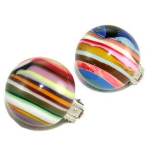 E1337 - RESIN EARRINGS LIQUORICE STRIPED BALL CLIP