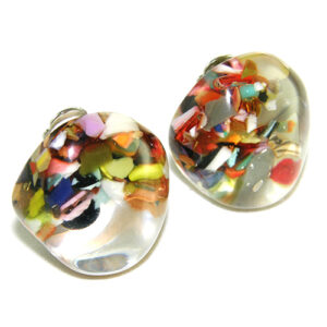 E2962 - RESIN EARRINGS ROUND ABSTRACT CLIP ON "MODA"