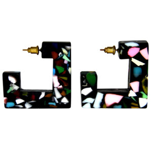 E3074 - RESIN EARRINGS "L" SHAPE PIERCE ART DECO "JOOS"