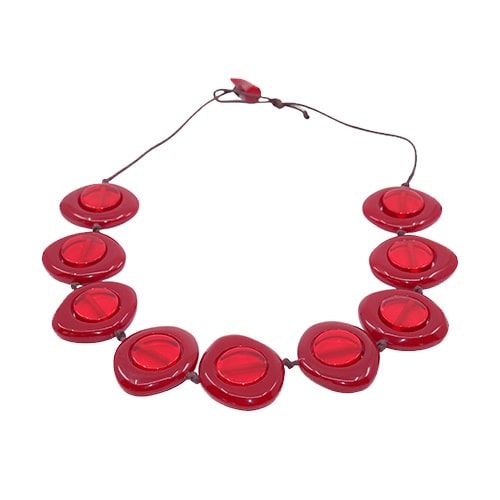 N0060 - RESIN NECKLACE DISK AND CYLINDER ON STRING SHORT "SATURN" 50CM - Image 6