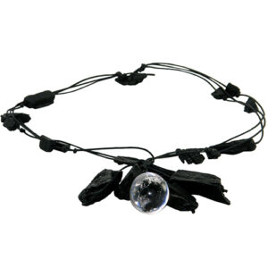 N2728 - RESIN NECKLACE HANGING PZS W/ CRYSTAL BALL "CHARCOAL CIRCUS"