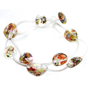 N2941 - RESIN NECKLACE W/ CASCADE MIX BEADS LONG