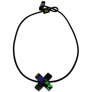 N3054 - RESIN NECKLACE ON ELASTIC CORD CHOKER ART DECO "X"