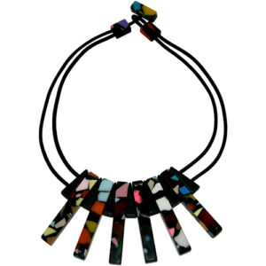 N3060 - RESIN NECKLACE ON CHOCKER ART DECO "AZTEC"