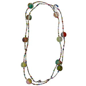N0338 - RESIN NECKLACE LIQUORICE MARBLE BALLS LONG "FINALE" 110CM