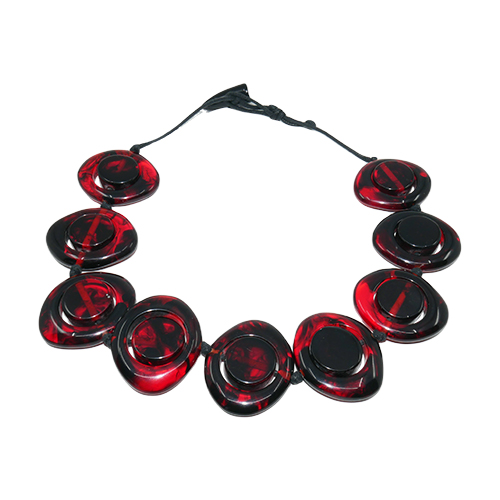 N0060 - RESIN NECKLACE DISK AND CYLINDER ON STRING SHORT "SATURN" 50CM - Image 8