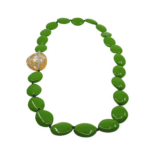 N3770 - RESIN NECKLACE SMALL RIVERSTONES & SIDE STONE "MARTHA" 100CM