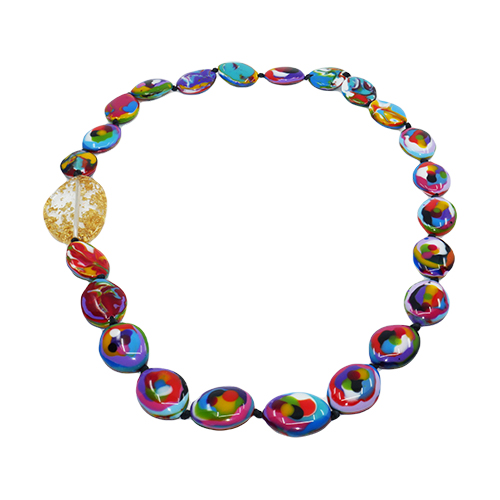 N3770 - RESIN NECKLACE SMALL RIVERSTONES & SIDE STONE "MARTHA" 100CM - Image 2