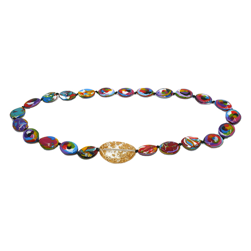 N3770 - RESIN NECKLACE SMALL RIVERSTONES & SIDE STONE "MARTHA" 100CM - Image 3