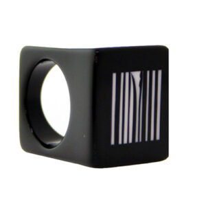 R2164 - RESIN RING SQUARE TOP W/ BAR CODE INSERT