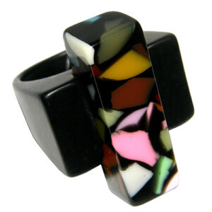R3083 - RESIN RING RECTANGLE BASE ART DECO "HECKEL"